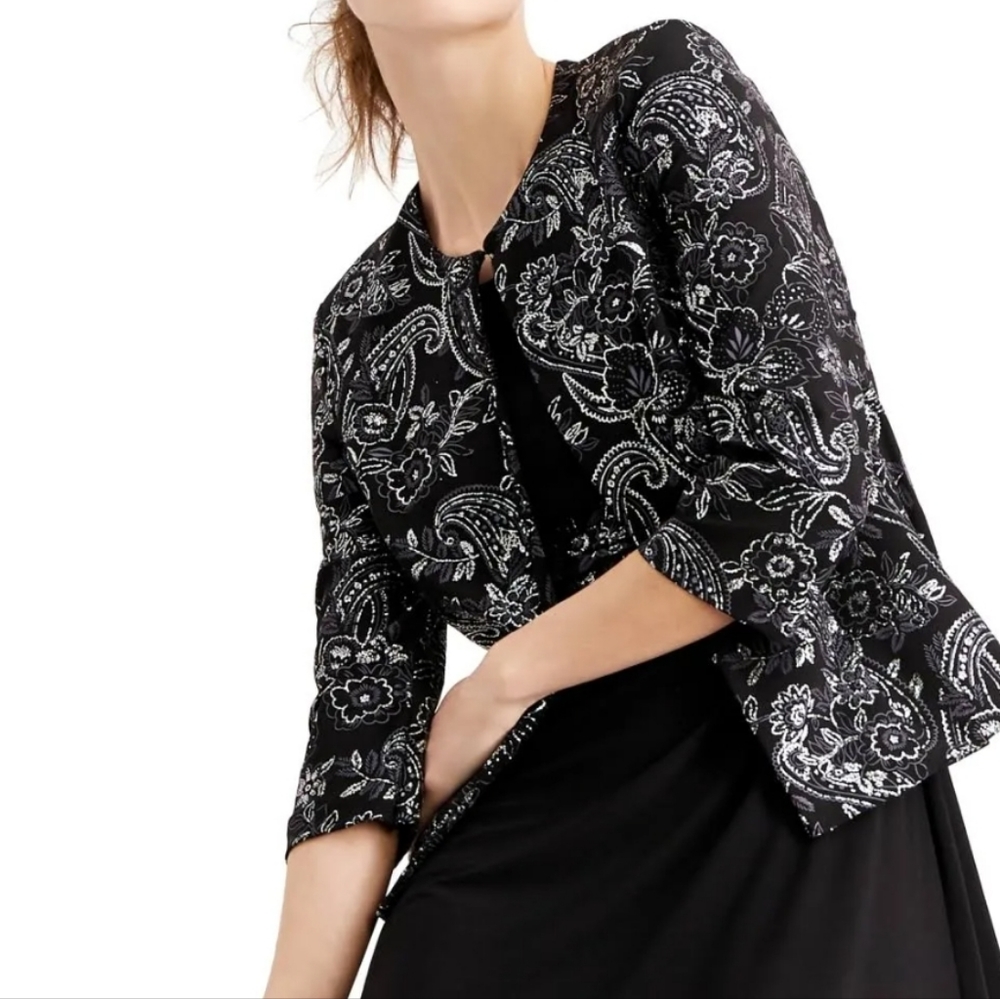 Jessica Howard Missy Black/Silver Paisley Jacket